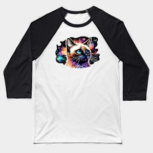 Siamese Cat With Galaxy Background Baseball T-Shirt